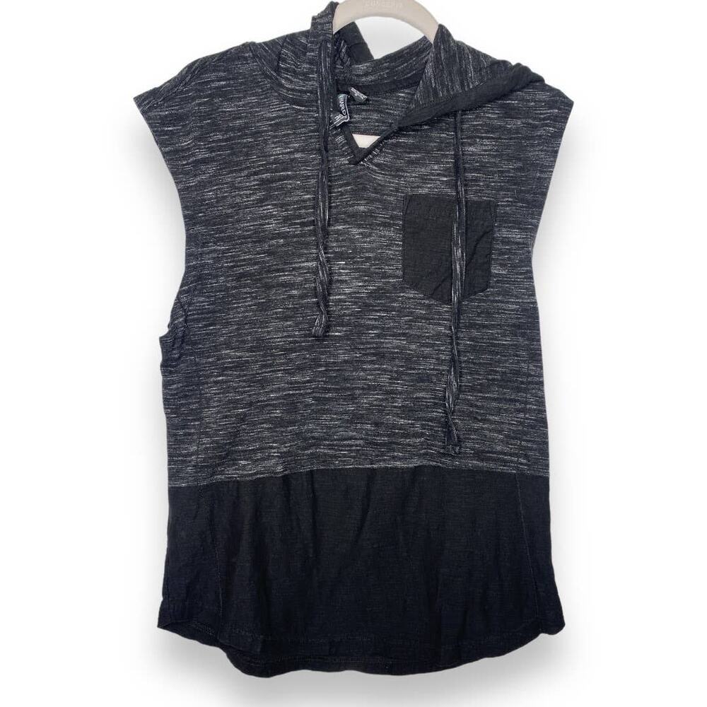 Men's Hard Edge Muscle Tee with Hoodie and Kangaroo Pocket Shirt Small
